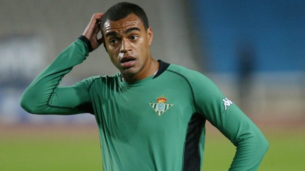 BARCELONA - DECEMBER 8: Denilson of Real Betis in action during the Primera Liga match between Espanyol and Real Betis, played at the Olympic Montjuic Stadium, Barcelona, Spain on December 8, 2002. (Photo by Firo Foto/Getty Images)
