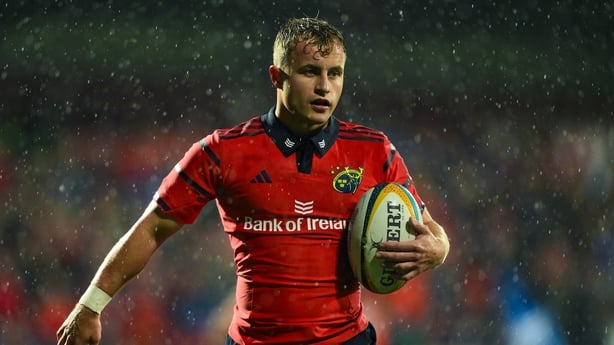 12 September 2025; Craig Casey of Munster during the pre-season friendly match between Munster and Bath at Virgin Media Park in Cork. Photo by Brendan Moran/Sportsfile