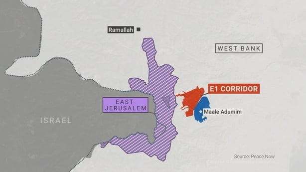 A map of the so-called E1 project in the West Bank