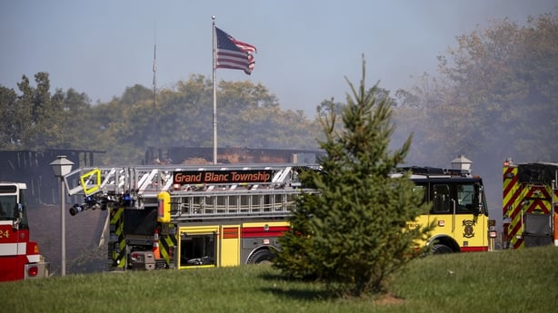 GRAND BLANC, MICHIGAN - SEPTEMBER 28: Emergency services respond to a shooting and fire at the Church of Jesus Christ of Latter-day Saints on September 28, 2025 in Grand Blanc, Michigan. Police said there are multiple victims and the shooter is down. (Photo by Bill Pugliano/Getty Images)