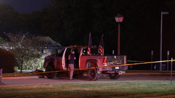 GRAND BLANC, MICHIGAN - SEPTEMBER 28: Emergency services respond to a shooting and fire at the Church of Jesus Christ of Latter-day Saints on September 28, 2025 in Grand Blanc, Michigan. Police said there are multiple victims and the shooter is down. (Photo by Bill Pugliano/Getty Images)