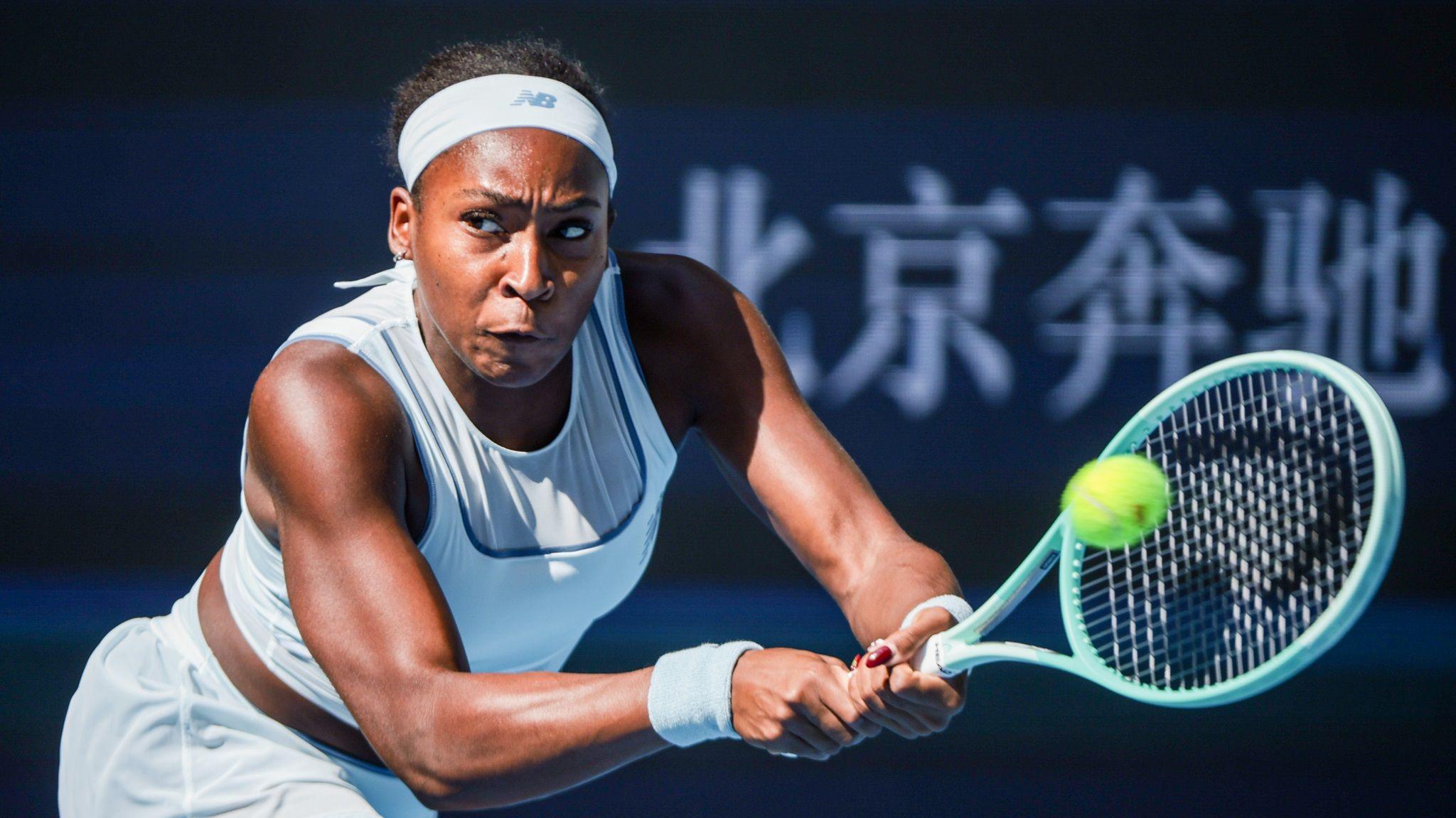 Coco Gauff in action at the China Open